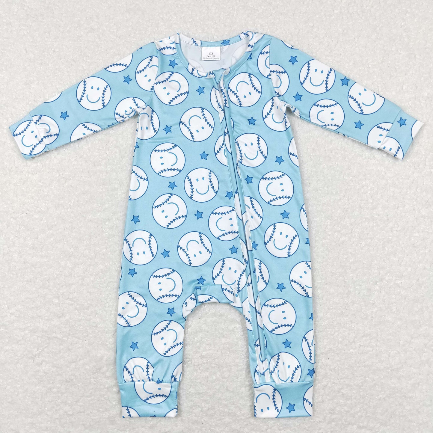 Baby Boys Baseball Zipper Rompers Sleeper Milk silk