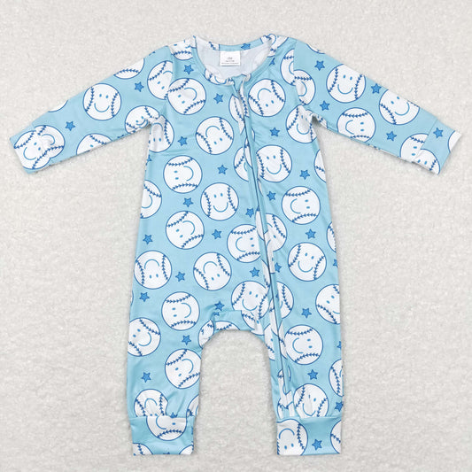 Baby Boys Baseball Zipper Rompers Sleeper Milk silk