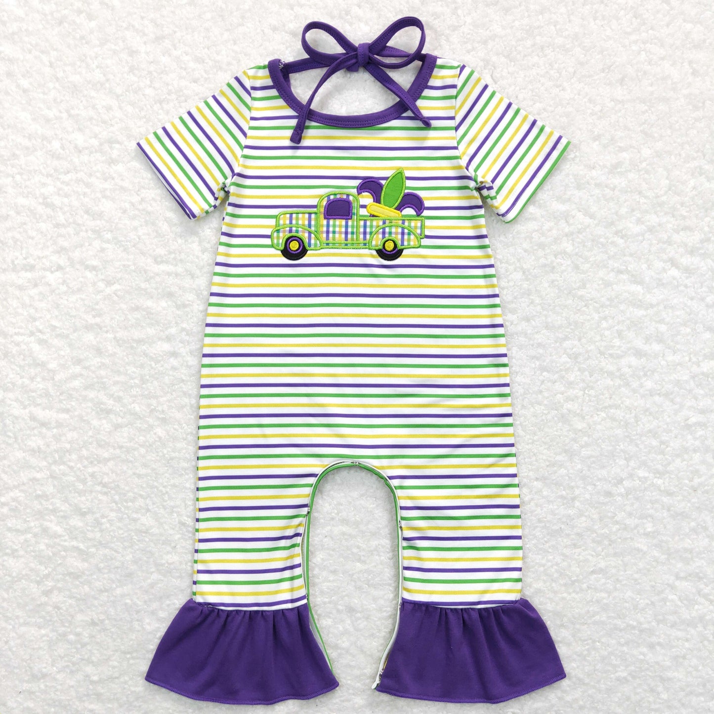 Baby Girls Mardi Gras Rompers Embroidery