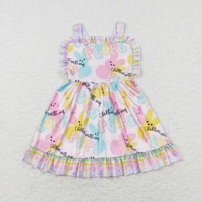 Girls Bunny Peep Overall Dress