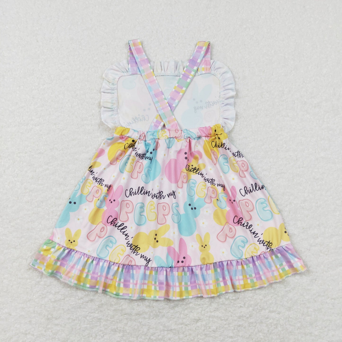 Girls Bunny Peep Overall Dress