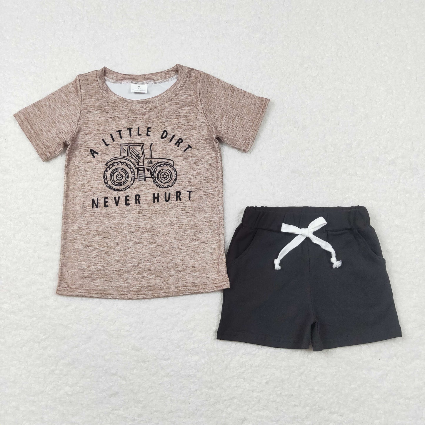 Boys Truck Outfits Short Sleeves Black Shorts