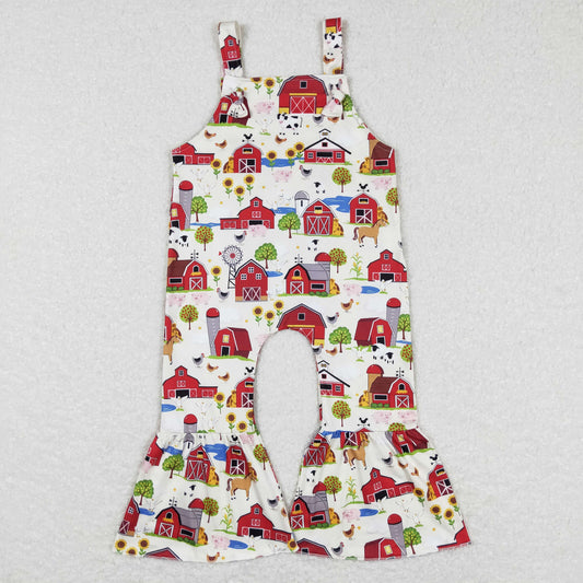 Girls Farm Red Overalls