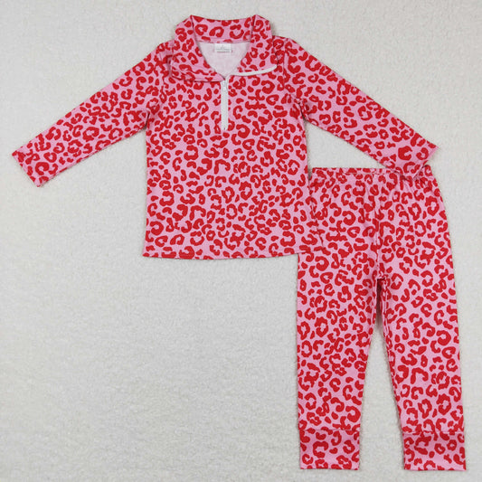 Girls Pink Leopard Pajamas