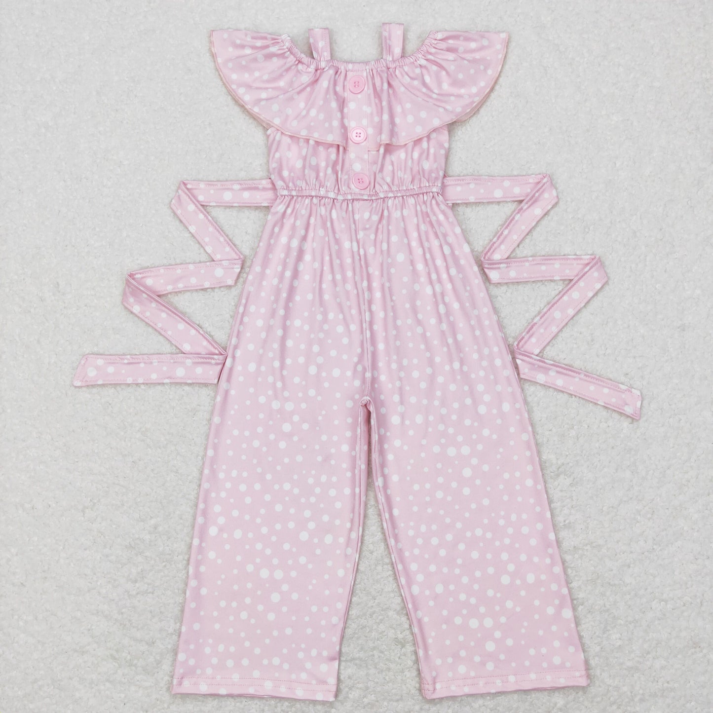 Girls Pink Polka Dot Jumpsuit