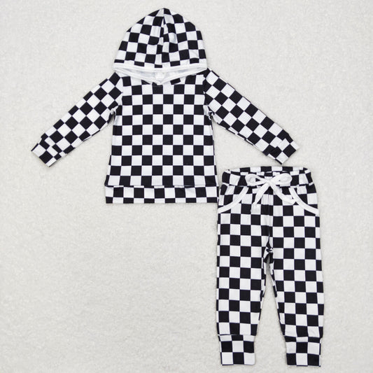 Boys Black Checked Hoodies Outfits