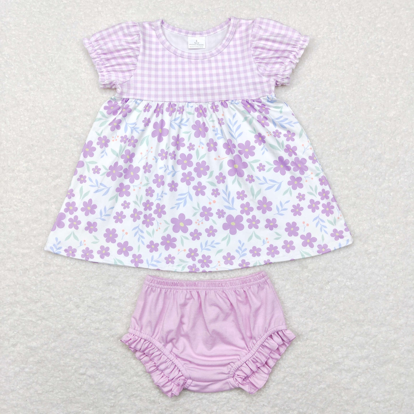 Girls Floral purple Bummies Set