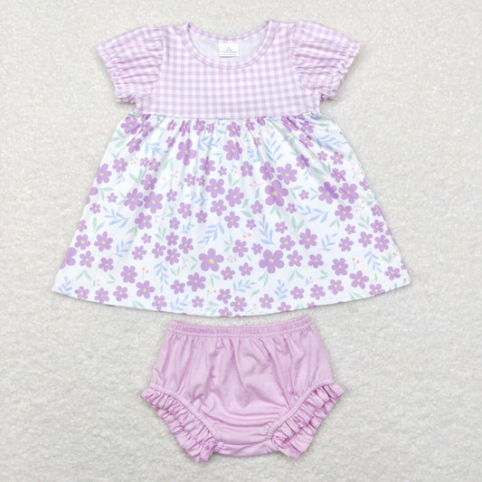 Girls Floral purple Bummies Set