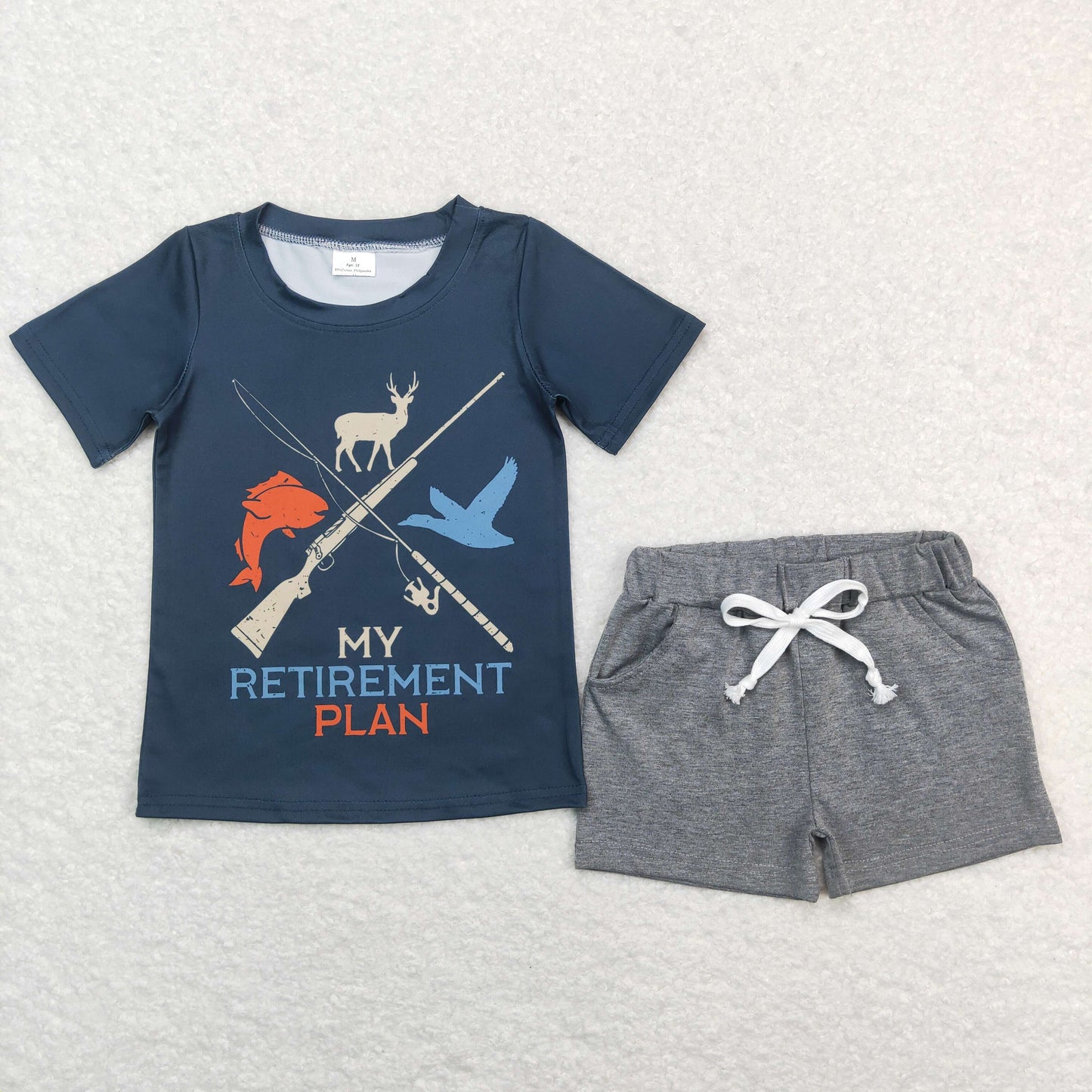 Boys Hunting Outfits Short Sleeves Gray Shorts