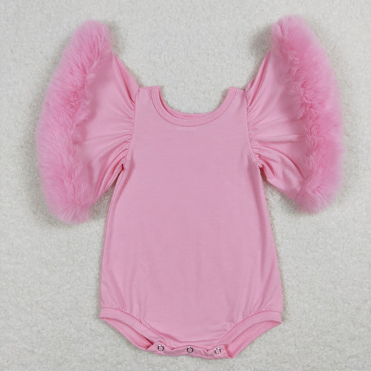 Baby Girls Pink Fur Rompers