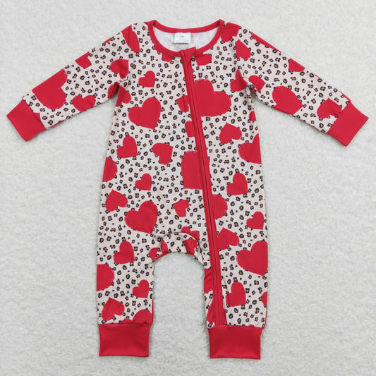 Baby Valentine Zipper Rompers Sleeper Milk silk