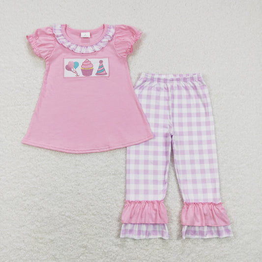 Girls Embroidery Birthday Cake Outfits