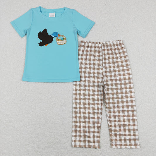 Boys Embroidery Duck Egg Outfits