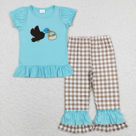 Girls Duck Egg Embroidery Outfits