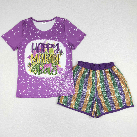 Adults Mom Mardi Gras Outfits Sequin Shorts
