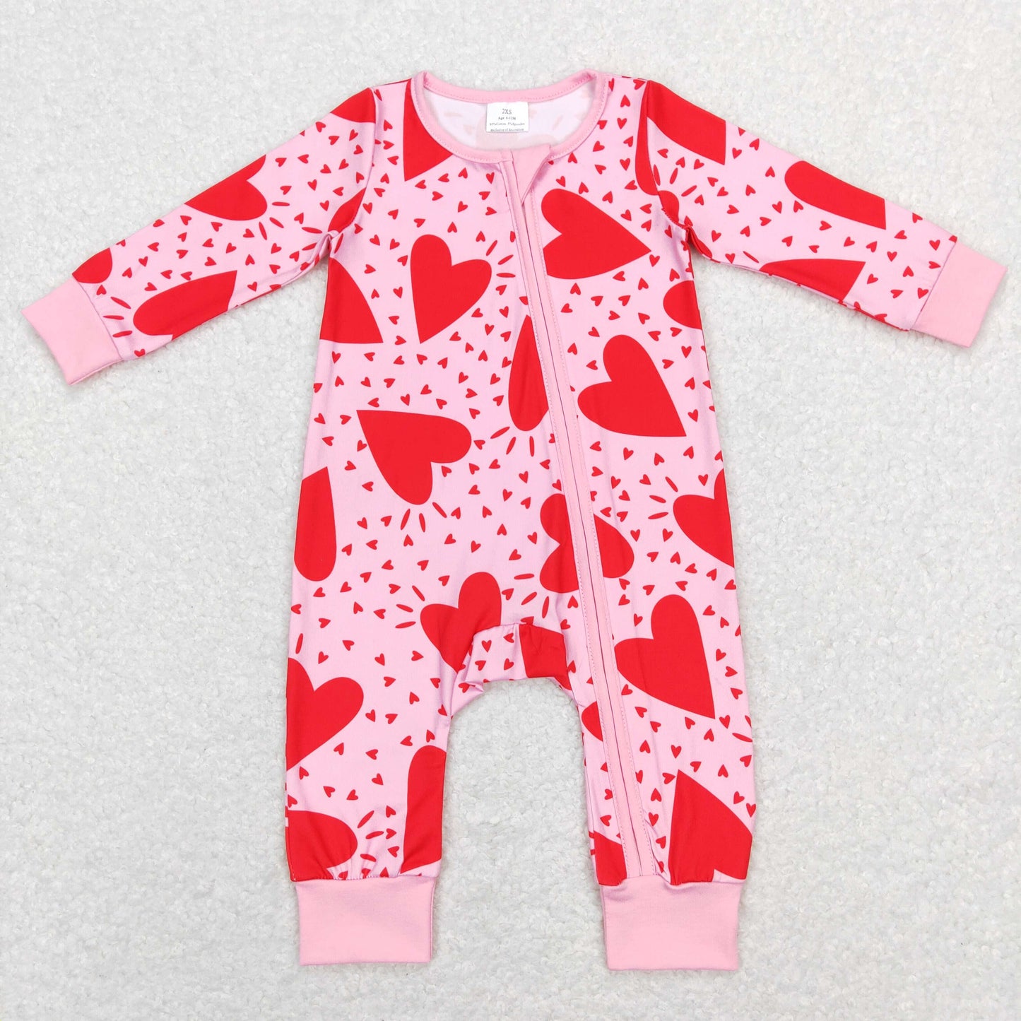 Baby Valentine Zipper Rompers Sleeper Milk silk