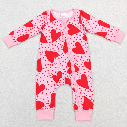 Baby Valentine Zipper Rompers Sleeper Milk silk