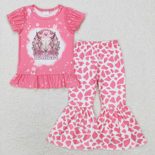 GSPO1052 Girls Pink Cow Outfits