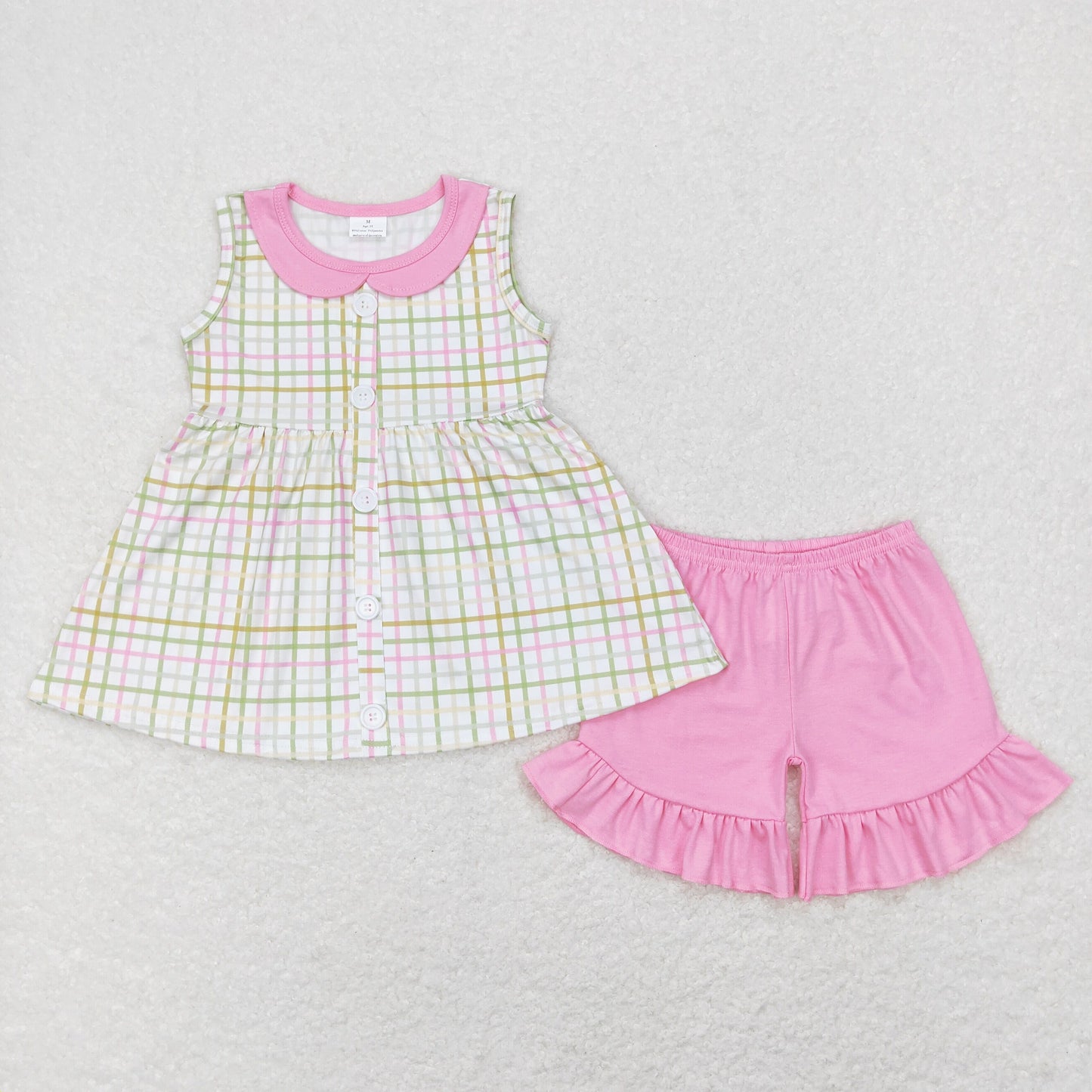 Girls Plaid Outfits Pink Shorts