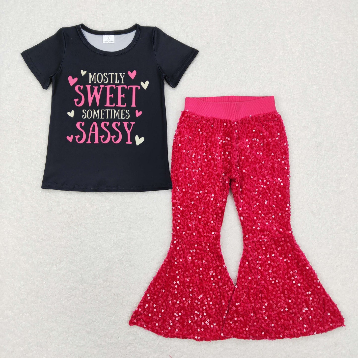 Girls Sweet Sassy Outfits Sequined Pants