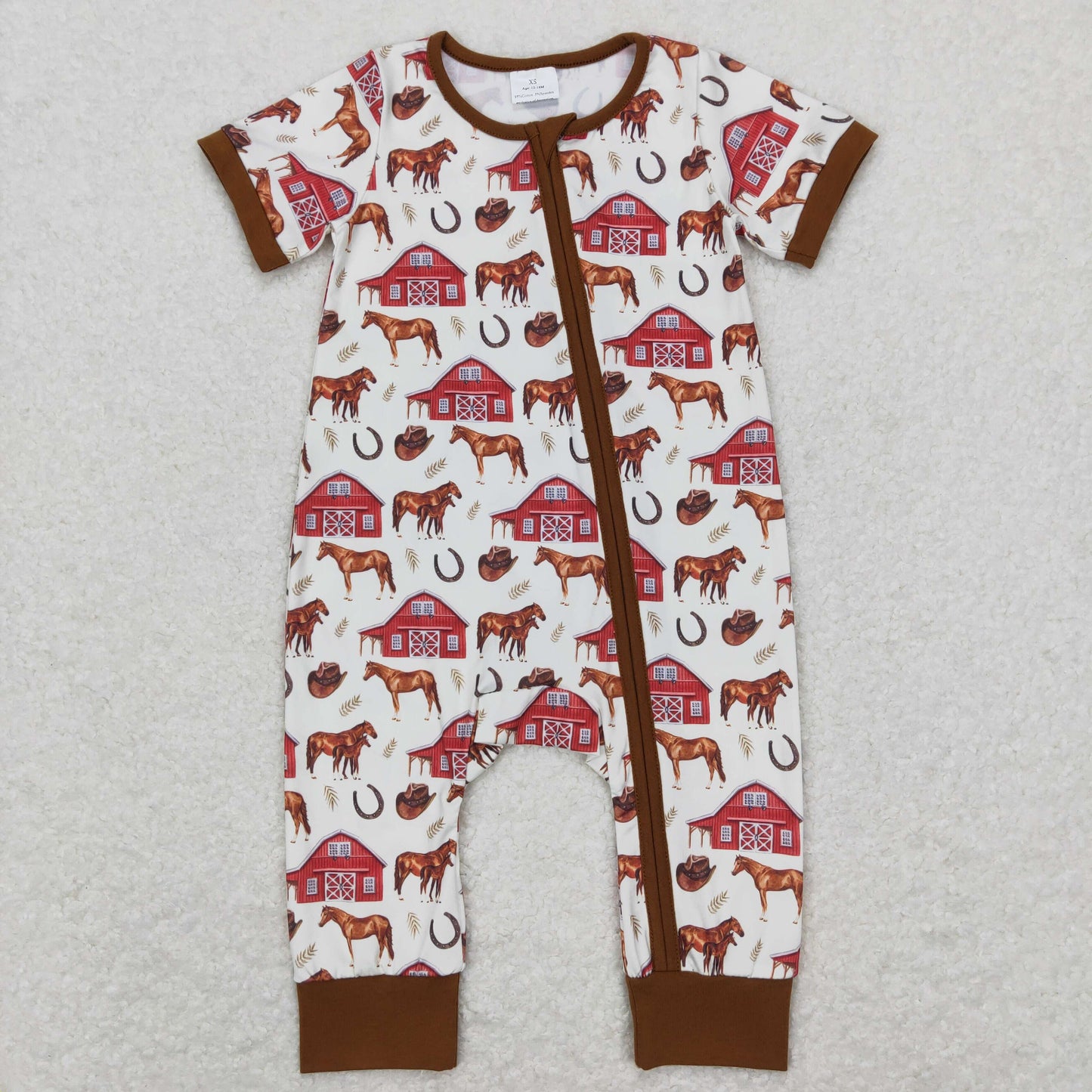 Baby boys Farm Cow Zipper Rompers Sleeper Milk silk