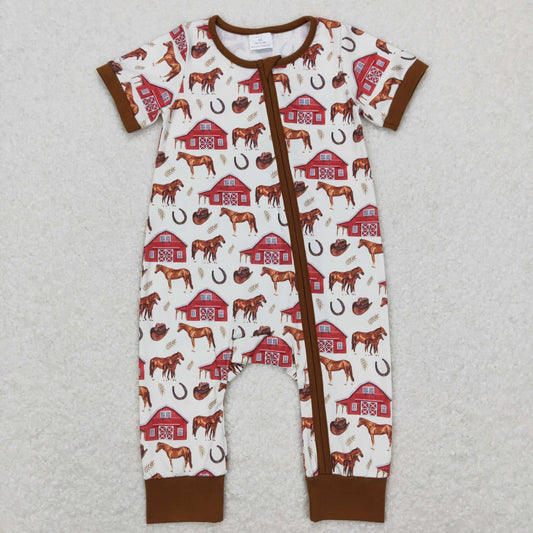 Baby boys Farm Cow Zipper Rompers Sleeper Milk silk