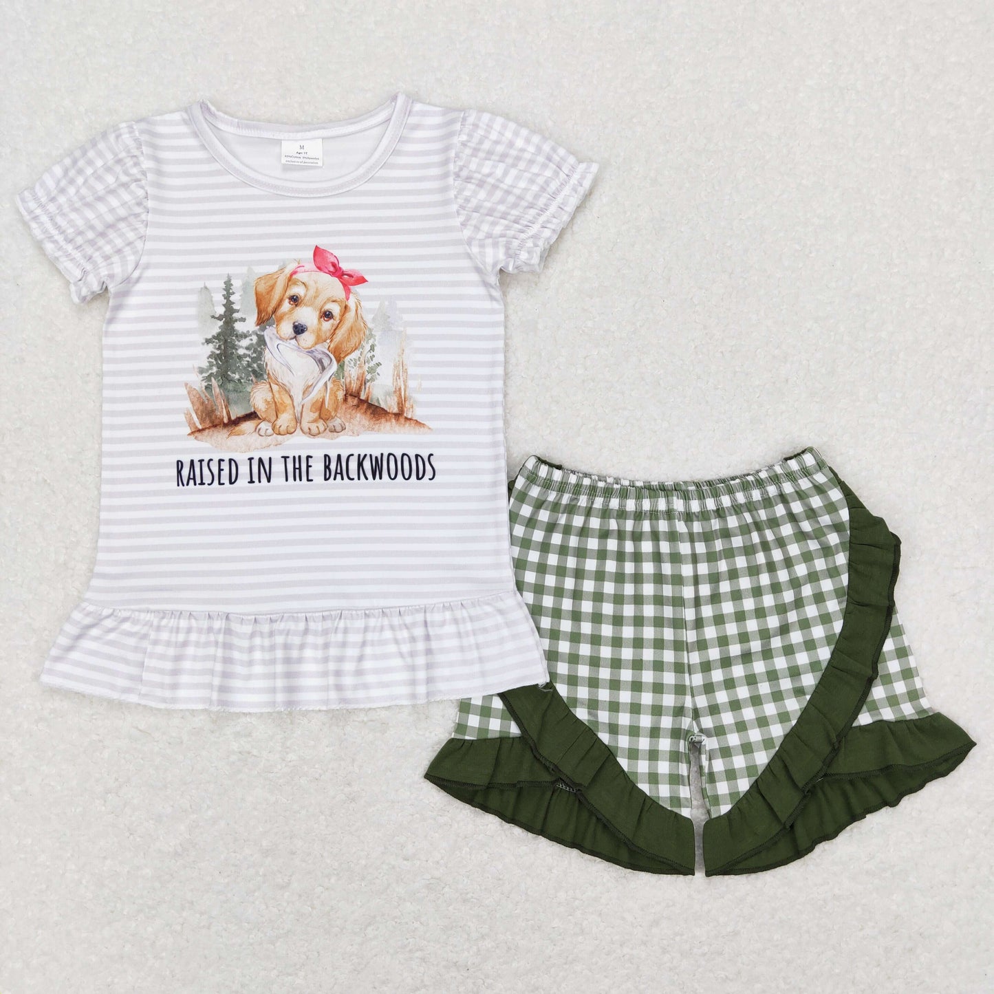 Girls Dog Outfits Plaid Shorts