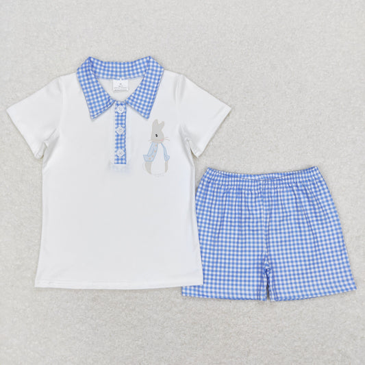 BSSO0415 Boys Bunny Plaid Outfits