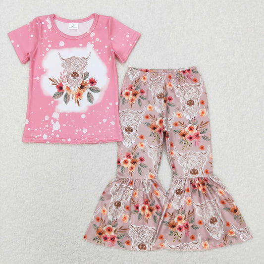 GSPO1079 Girls Floral Cow Outfits