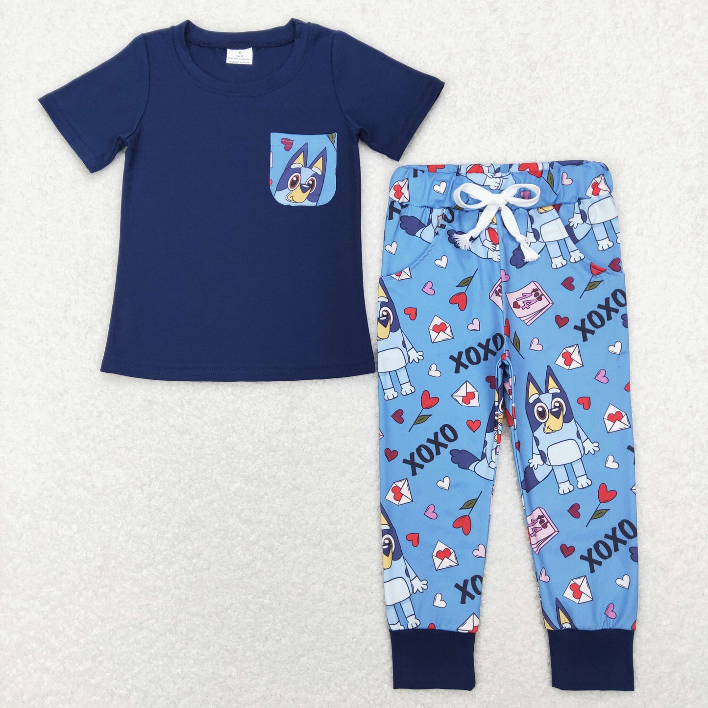 BSPO0271 Boys Valentine xoxo Cartoon Dog Outfits