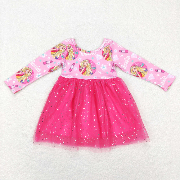 GLD0494 Girls Pink Barbie Tulle Dress