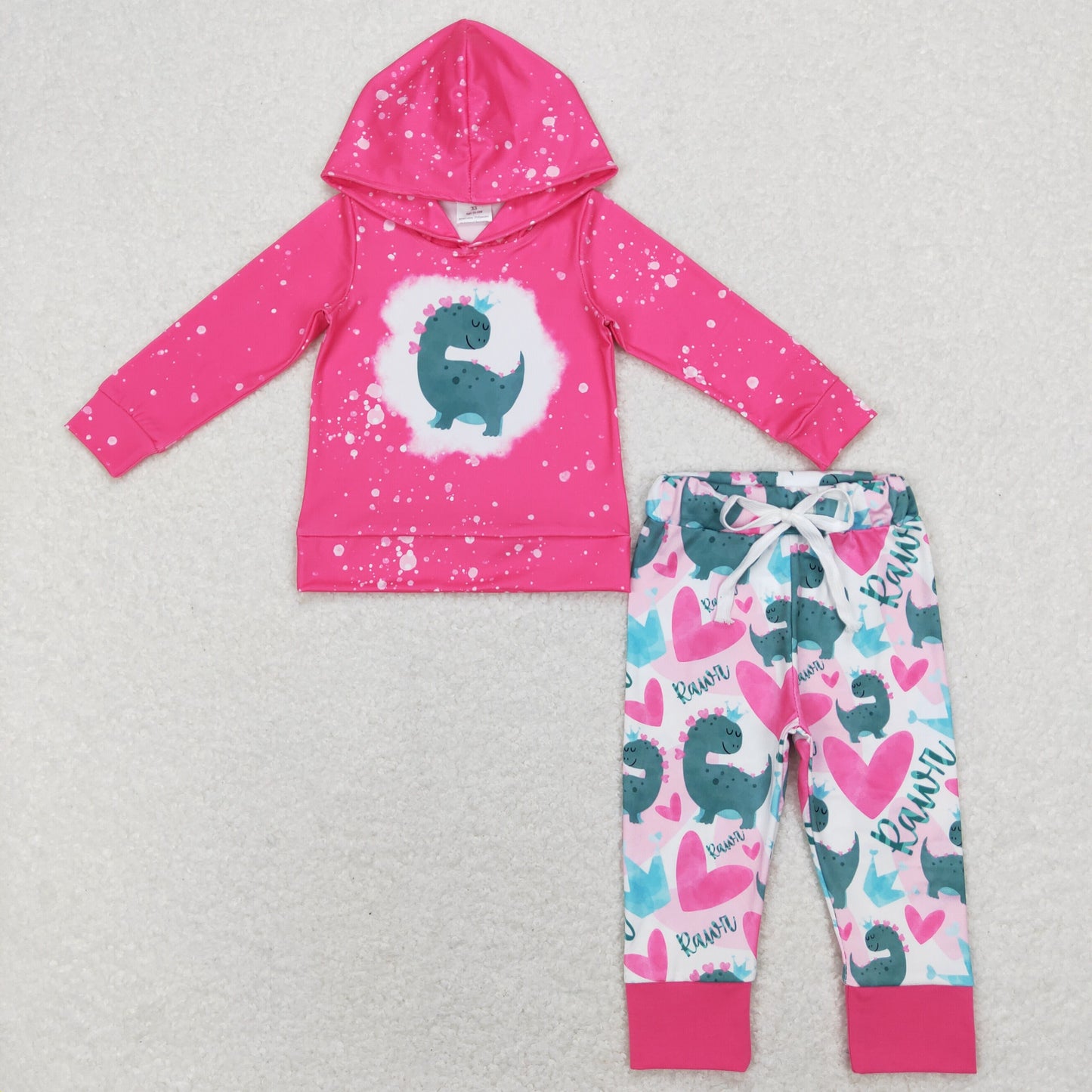 GLP1107 Girls Pink Dinosaur Hoodies