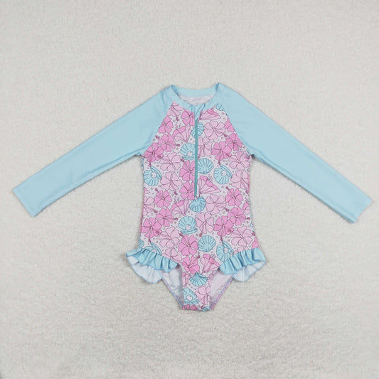 S0182 Girls Floral Bathing Suit 1pcs