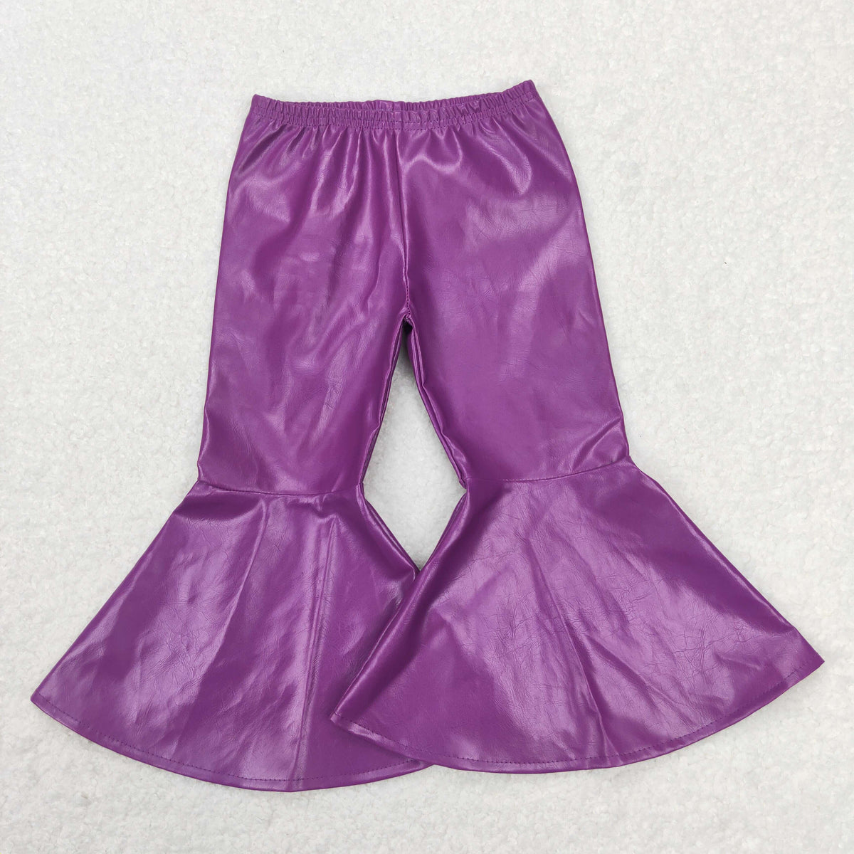 Girls Purple Bell Bottom Leather Pants – ZHOHAO03