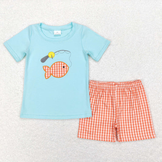 BSSO0288 Boys Fish Outfits Short Sleeves Shorts