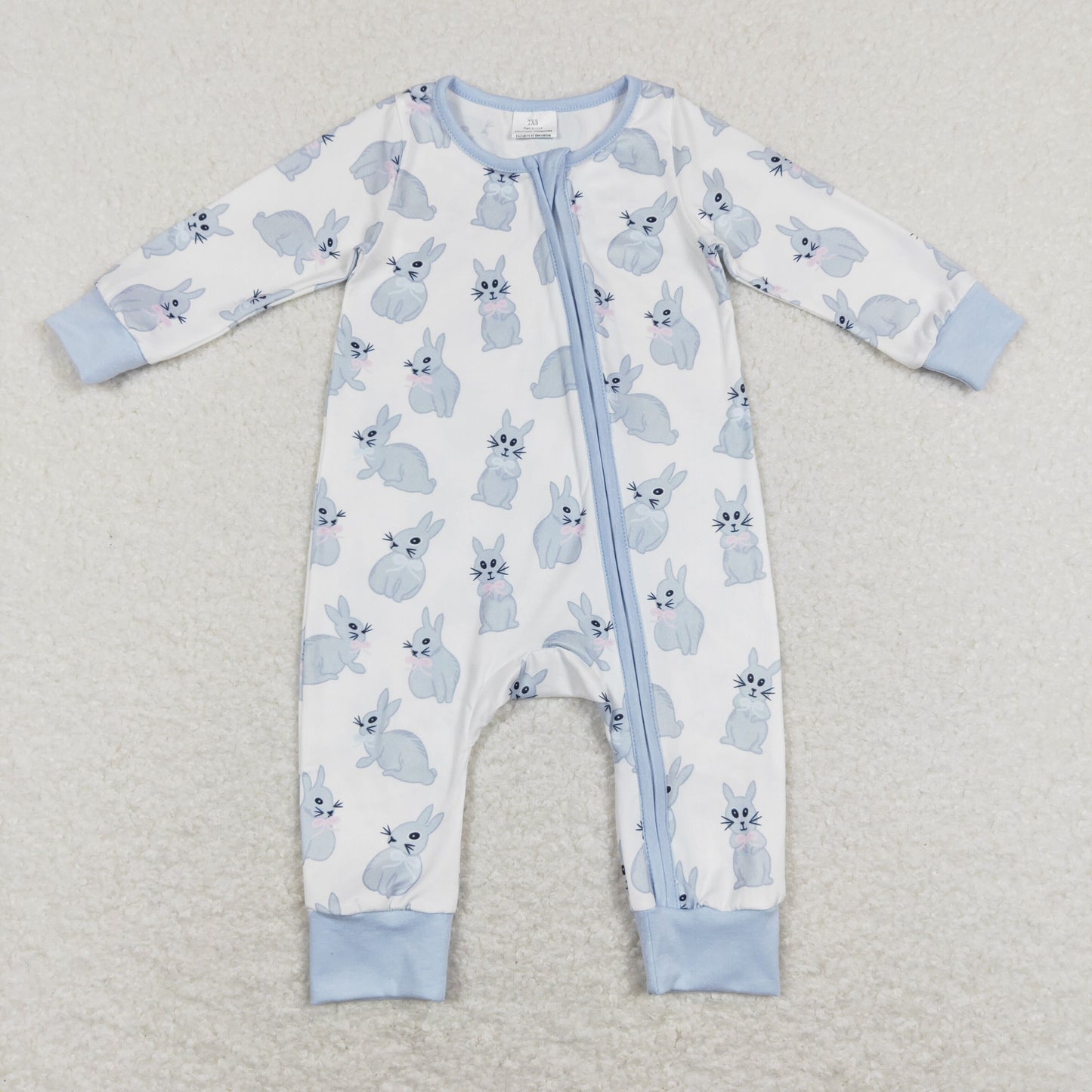 LR0837 Baby Boys Bunny Zipper Rompers