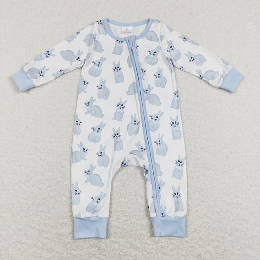 LR0837 Baby Boys Bunny Zipper Rompers