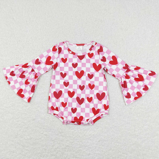 LR0865 Baby Girls Valentine Heart Rompers