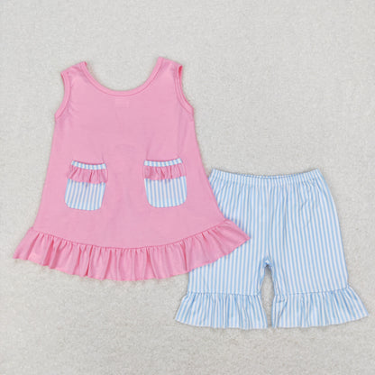 GSSO0438 Girls Pink Blue Outfits