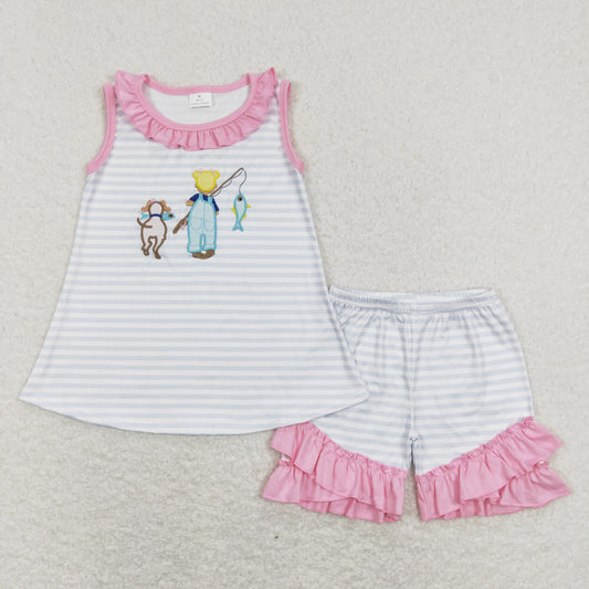 GSSO0412 Girls Fishing Outfits Embroidery