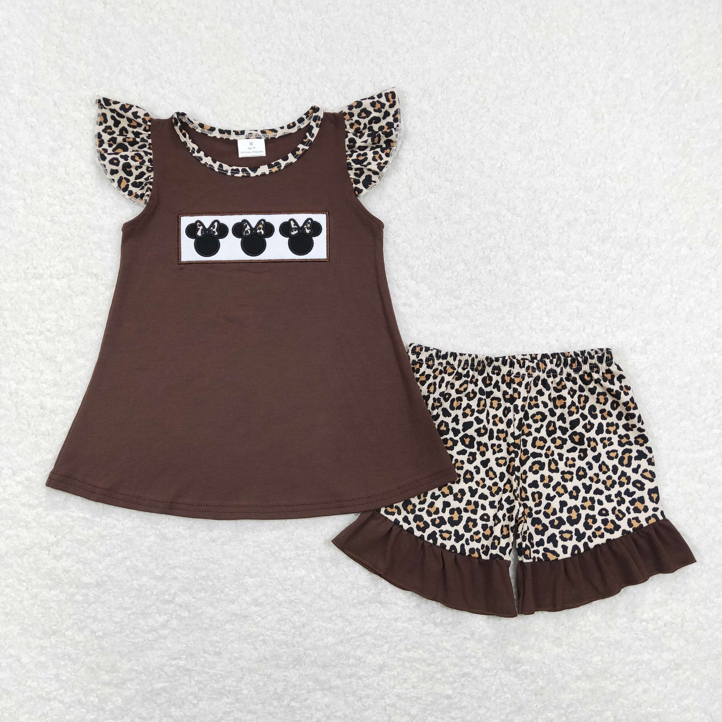 GSSO0424 Girls Cartoon leopard Outfits Embroidery