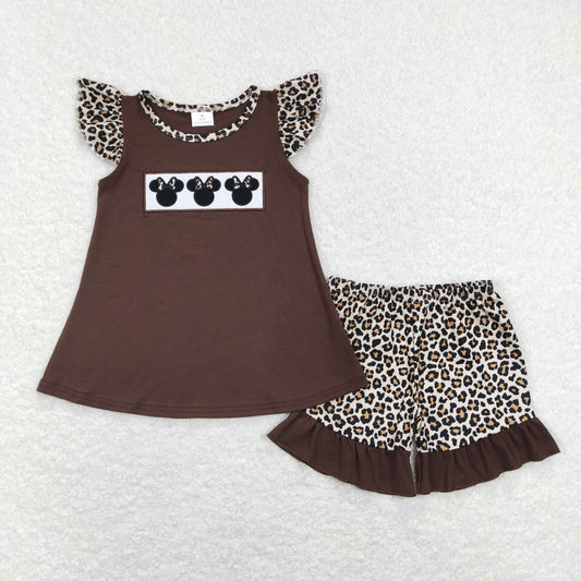 GSSO0424 Girls Cartoon leopard Outfits Embroidery