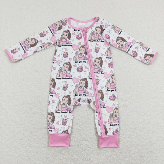 LR0906 Baby Valentine Zipper Rompers Sleeper