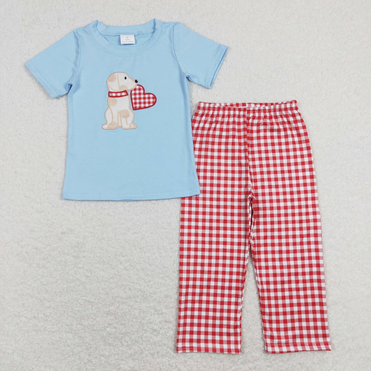 BSPO0269 Boys Valentine Dog Outfits Embroidery