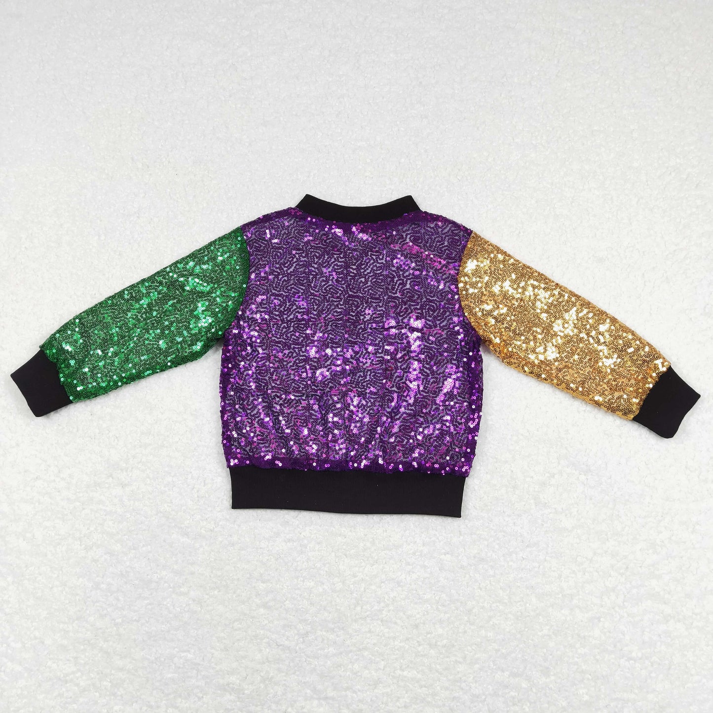 BT0451 Girls Purple Sequin Jacket Coat With Zip