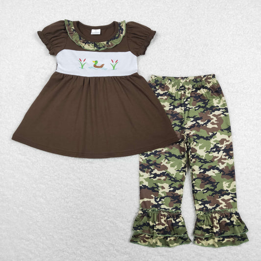 GSPO1088 Girls Camo Duck Outfits Embroidery