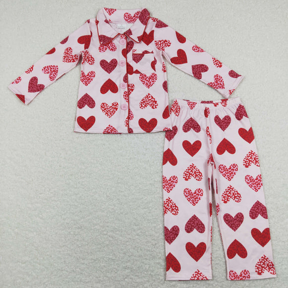 GLP1136 Girls Valentine Love Heart Pajamas