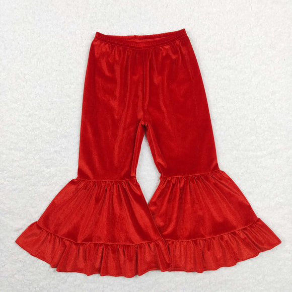 P0417 Girls Red Velvet Pants