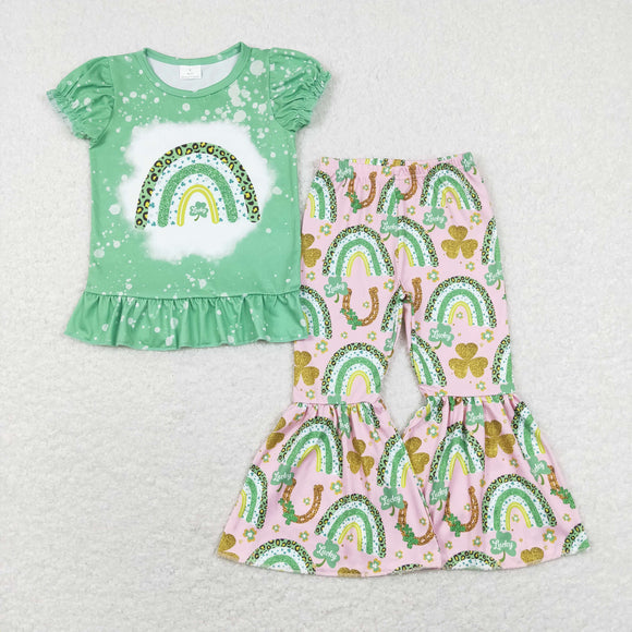 GSPO1234 Girls Green Rainbow Lucky Outfits