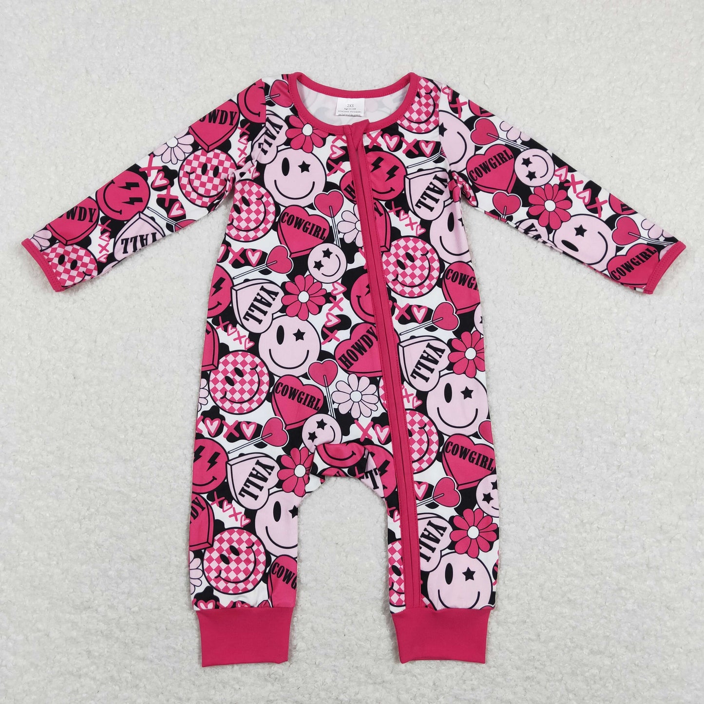 LR0896 Baby Cowgirls Zipper Rompers